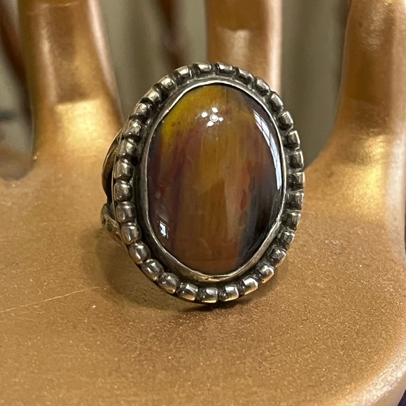 Vintage Jewelry - Vintage Sterling Brown Naturistic Ring